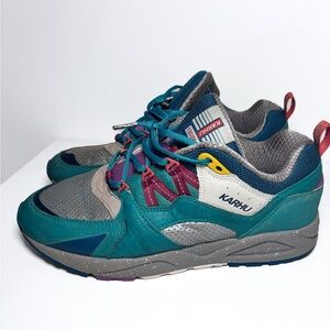 Karhu Fusion 2.0 Teal Blue Colorblock Urban Hiking Active Unisex Sneaker Size 10